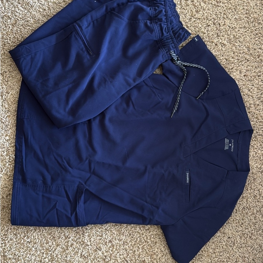 Jaanuu Navy Blue Scrub Top & Jogger Set
